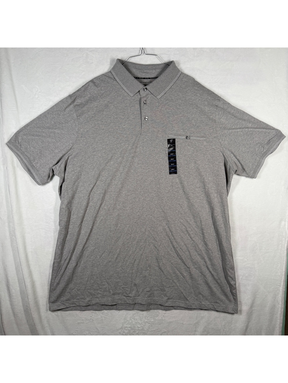Shaquille O'Neal Heather Grey Tipped Polo Shirt 4XLT Comfort Stretch